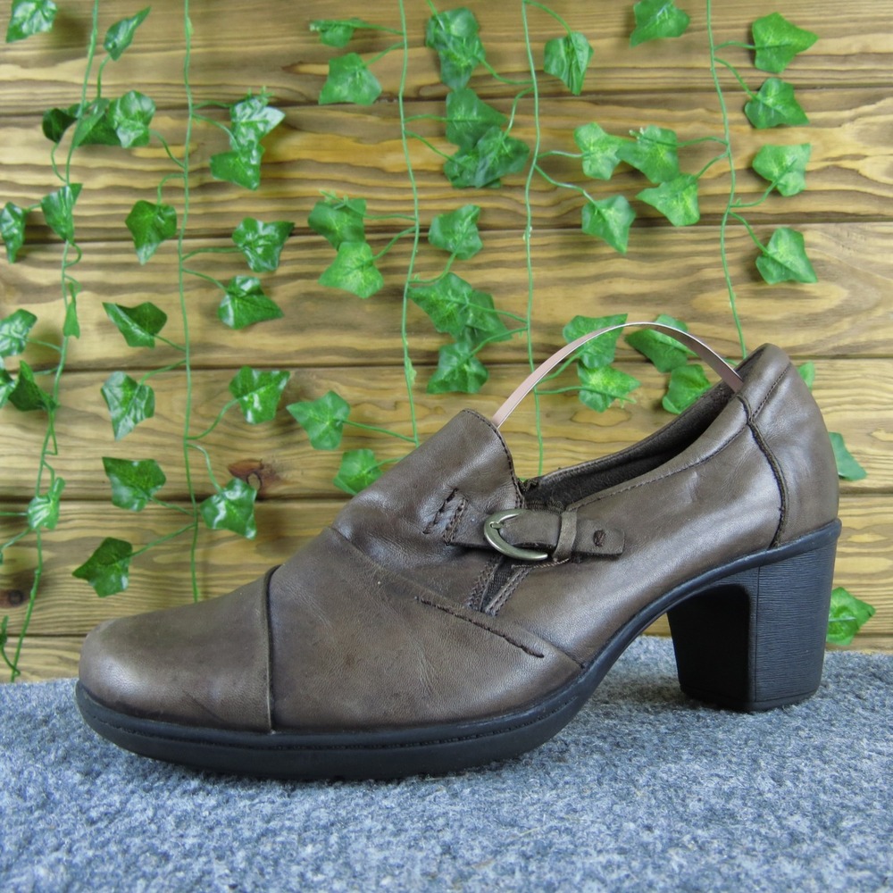 Earth Origins McLean Brown Leather Heeled Bootie Slip-On Shoes Women's 10